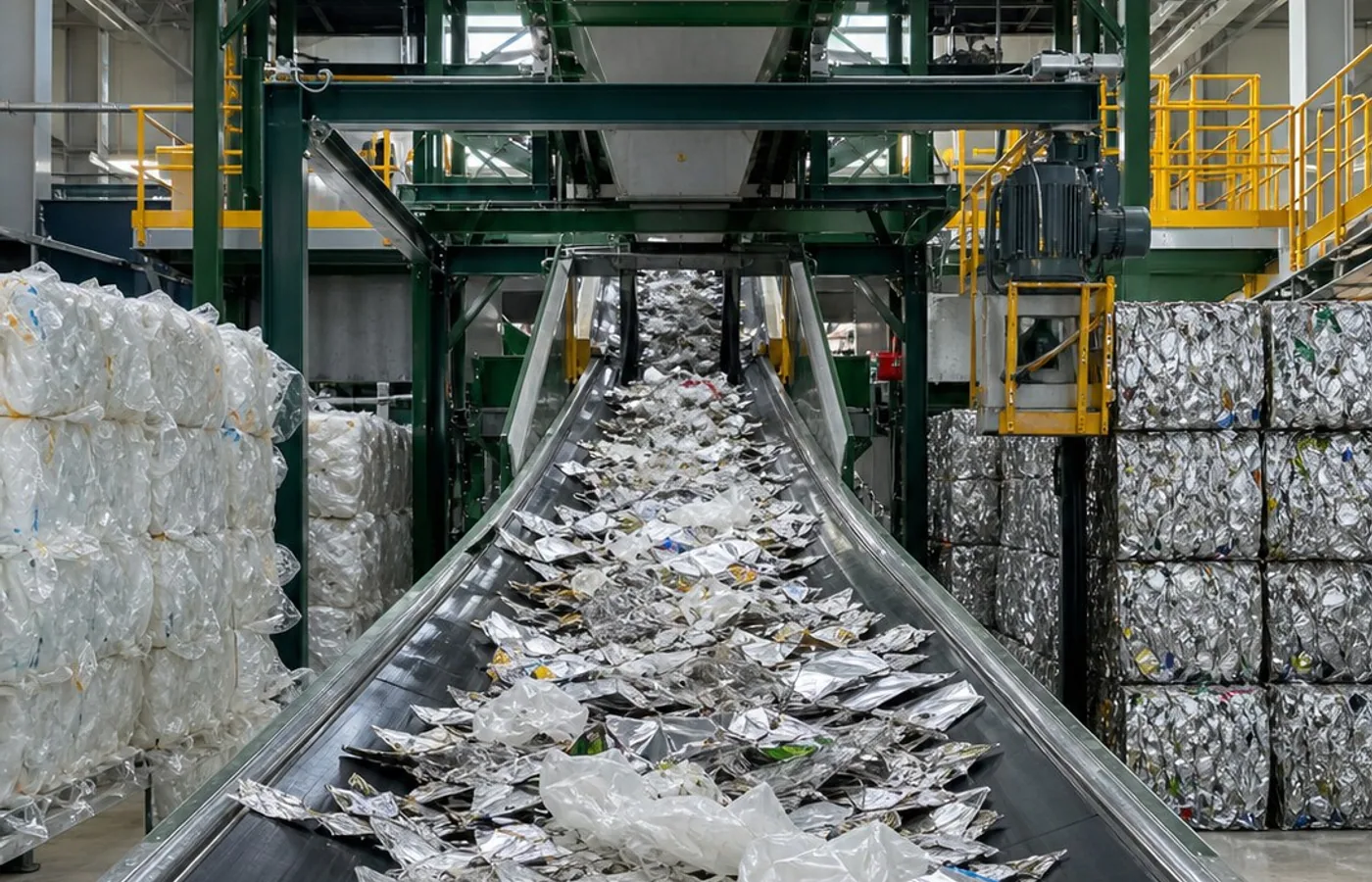 Imballaggi industriali e materiali poliaccoppiati in alluminio pronti per il recupero